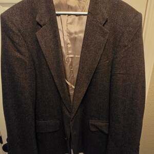 Vintage Barrington Wool Lambswool Blend Herringbone Tweed Brown Blazer 46R